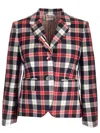 Thom Browne Plaid Tailored Jacket With Structured Silhouette In White