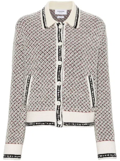 Thom Browne Spread-collar Tweed Bomber Jacket In Gray