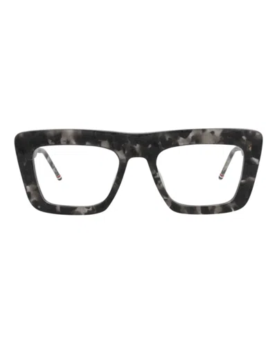 Thom Browne Square-frame Acetate Optical Frames In Grey Tortoise
