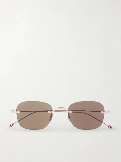 Thom Browne Square-frame Gold-plated Titanium Sunglasses