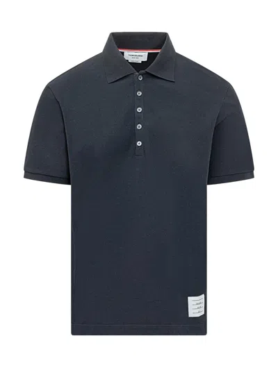 Thom Browne Ss Rib Cuff Polo In Black