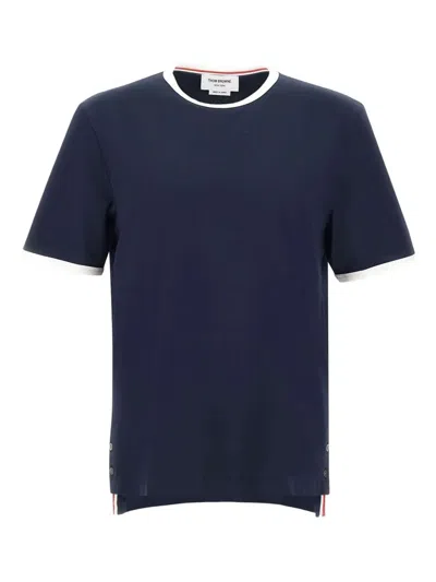 Thom Browne Ss Ringer Tee In Medium Weight Jersey In Blue