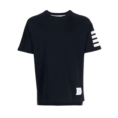 Thom Browne S/s Tee W/4 Bar Stripes In Black