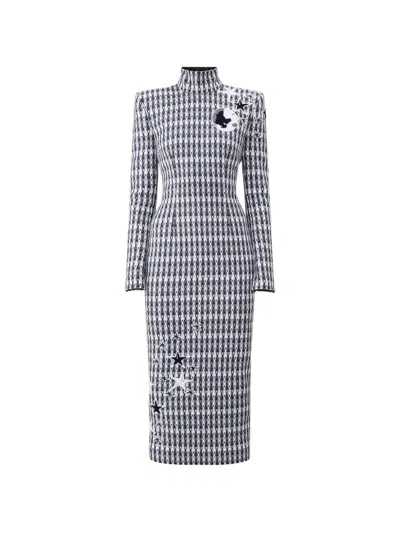Thom Browne Star-motif Midi Dress In Gray