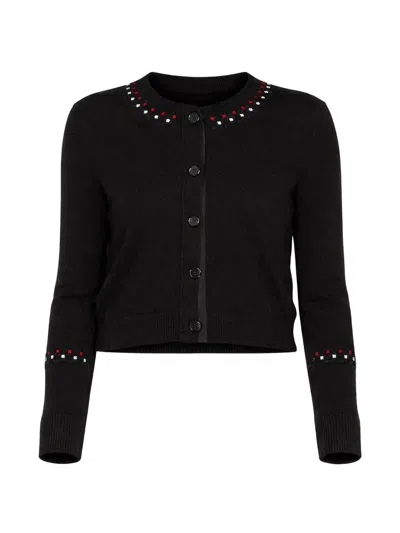 Thom Browne Stitch-detail Cropped Cardigan In Black