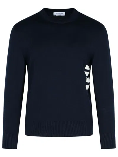 THOM BROWNE THOM BROWNE 'STITCH' NAVY COTTON SWEATER