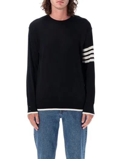 Thom Browne Jersey Stitch Relaxed Fit Crew Neck Pull In Black