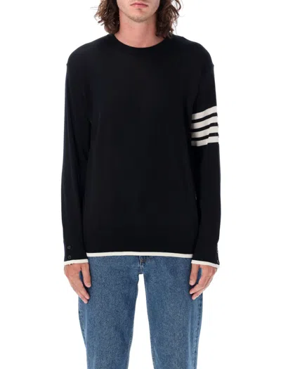Thom Browne Milano Stitch Crew Neck Pullover In Black