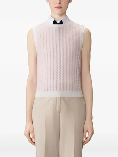 Thom Browne Baby Cable Stitch Cashmere Sweater Shell In Pink
