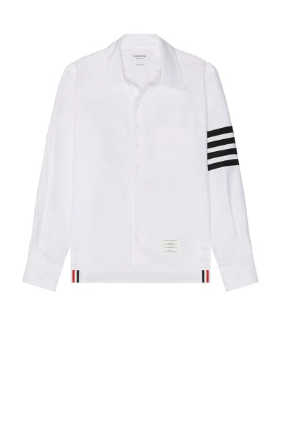 Thom Browne Straight Fit 4 Bar Oxford Shirt In White