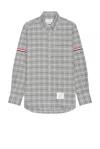 Thom Browne Classic Fit Shirt With Armband In Gingham Check Oxford In Medium Grey