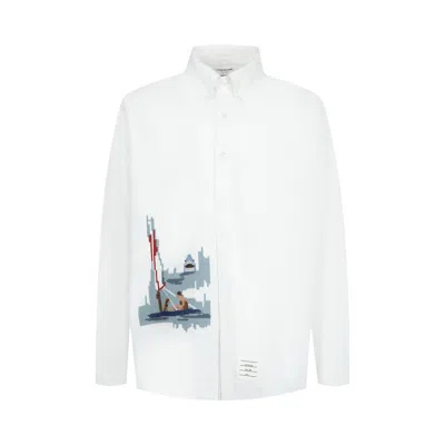 Pre-owned Thom Browne Straight Fit Bd Long-sleeve Shirt 'white' | Men's Size 3