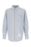 Thom Browne Light Blue Shirt With Button-down Collar And Striped Rwb Detail On The Rear