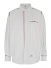 Thom Browne Long-sleeve Cotton Shirt With Subtle Piping Details In White