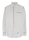 Thom Browne Long-sleeve Cotton Shirt With Subtle Piping Details In White