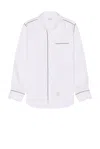 Thom Browne Straight Fit Button Down Long Sleeve Shirt In White