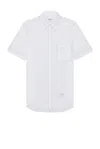 Thom Browne Straight Fit Button Down Shirt In Whtie