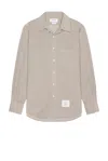 Thom Browne Straight Fit Corduroy Shirt In Light Grey