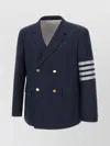 THOM BROWNE STRAIGHT FIT COTTON BLAZER WITH GOLD BUTTONS