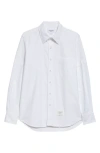 Thom Browne Straight Fit Cotton Poplin Button-down Shirt In White