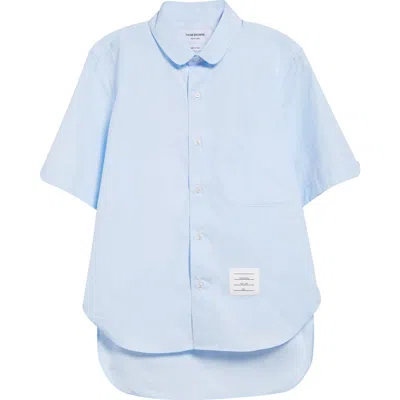 Thom Browne Straight Fit Cotton Poplin Button-up Shirt In Light Blue