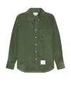 Thom Browne Straight Fit Long Sleeve Cord Shirt In Green