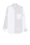 Thom Browne Adjustable-armbands Two-tone Shirt In Med Grey