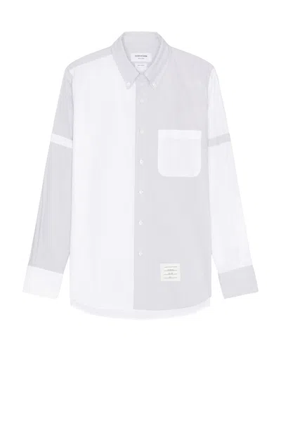 Thom Browne Adjustable-armbands Two-tone Shirt In Gray