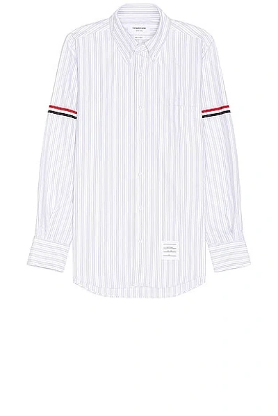 Thom Browne Straight Fit Long Sleeve Shirt In Med Grey