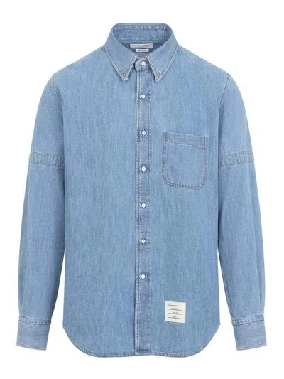 Thom Browne Straight Fit L/s Shirt In Blue