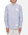 THOM BROWNE STRAIGHT FIT L/S SHIRT W/ EMROIDERY IN SOLID OXFORD