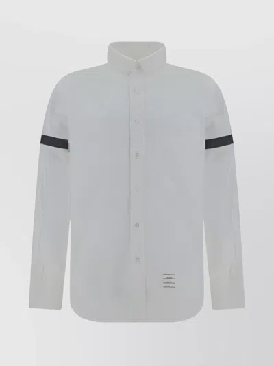 Thom Browne Collared Shirt With Front Pocket And Arm Bands In White