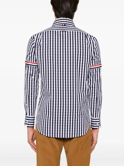 Thom Browne Navy And White Gingham Long-sleeve Shirt In Multi