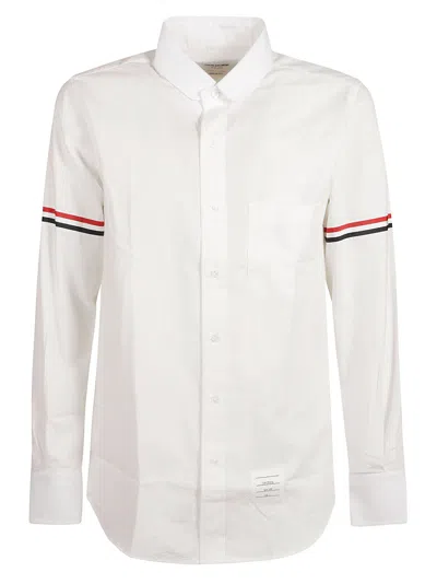 Thom Browne Straight Fit Round Collar Shirt In White