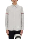 Thom Browne Vertical Stripe Long-sleeve Shirt With Tricolor Detail
