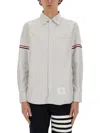 Thom Browne Vertical Stripe Long-sleeve Shirt With Tricolor Detail