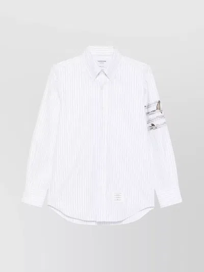 Thom Browne Straight Fit Shirt Geese Embroidery In White