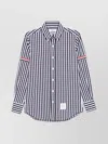 Thom Browne Gingham Check Poplin Shirt With Armband In Blue