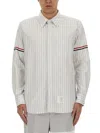 Thom Browne Grey Vertical-stripe Long-sleeve Shirt In Grey