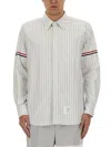 Thom Browne Grey Vertical-stripe Long-sleeve Shirt In Grey
