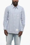Thom Browne Straight-fit Shirt With Button-down Collar In Blue