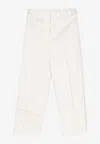 Thom Browne Off White Pressed-crease Tapered Trousers In White
