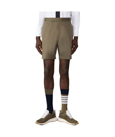 Thom Browne Straight-leg Cotton Twill Shorts In Brown