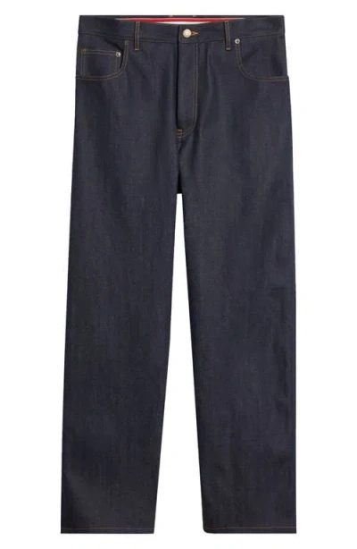 Thom Browne Straight Leg Selvedge Denim Jeans In Blue