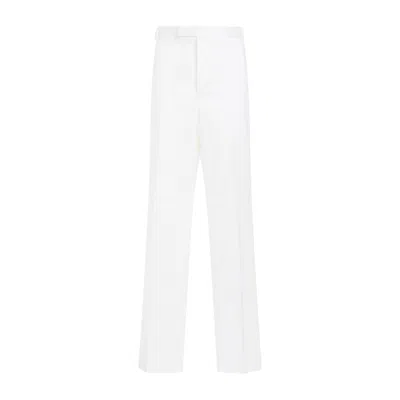 THOM BROWNE STRAIGHT LEG WHITE COTTON CHINO PANTS