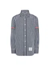 Thom Browne Navy And White Gingham Long-sleeve Shirt In Multi