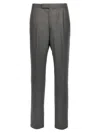 Thom Browne Backstrap Cropped Tailored Trousers In Gray