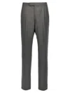 Thom Browne Backstrap Cropped Tailored Trousers In Gray