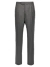 Thom Browne Backstrap Cropped Tailored Trousers In Gray