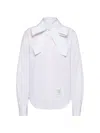 Thom Browne Stripe Bow Blouse In White
